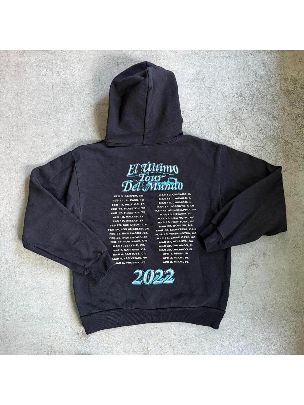 Bad Bunny El Ultimo Tour Del Mundo Black 2022 Merch Hoodie Sweatshirt - Picture 4 of 6